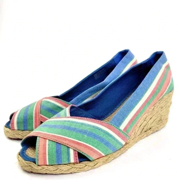 Lauren Ralph Lauren Shoes - LAUREN Ralph Lauren Cecilia Rainbow Espadrille Wedge Sandal Pump Shoes - 6.5
